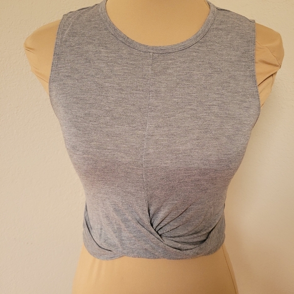 Spiritual Gangster Grey Twist Front Top - Picture 1 of 4